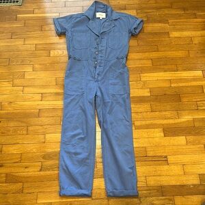 Pistola Blue Button-Up Snap Jumpsuit XS